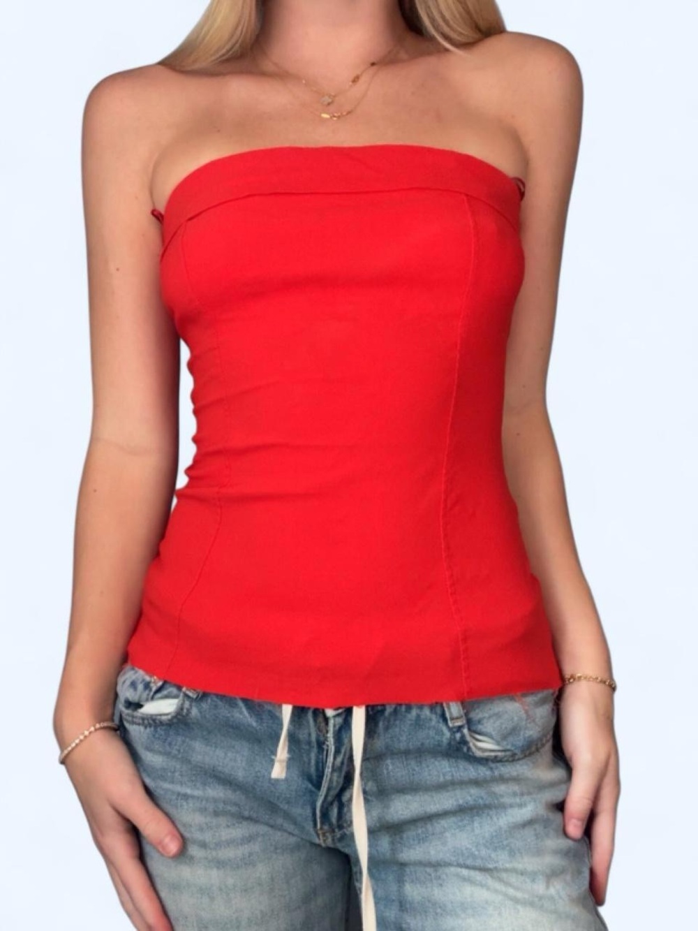 Bershka Bold Red Strapless Tube Camisole